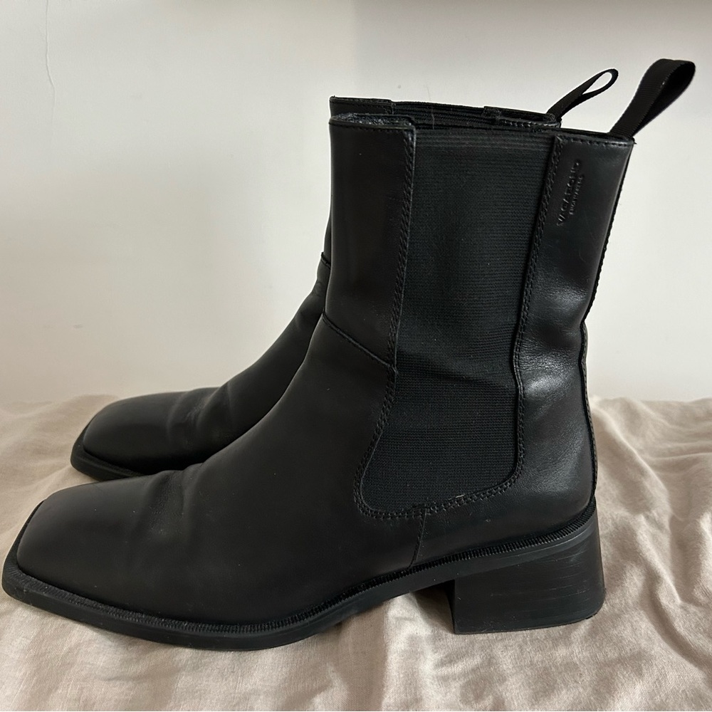 Vagabond Blanca Black Square Toe Ankle Boots - Picture 4 of 6